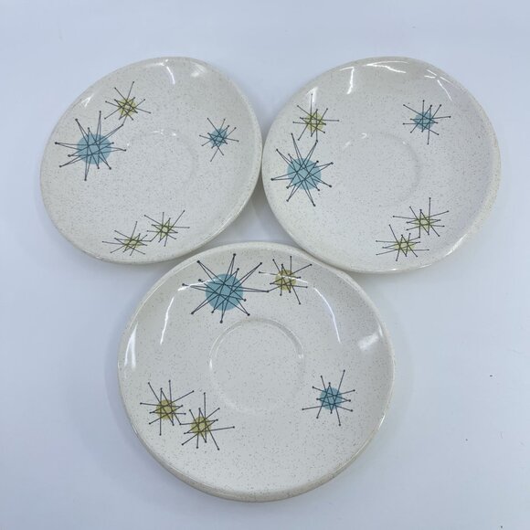 franciscan atomic starburst saucer plates set of 3 mid-century design - Picture 1 of 4